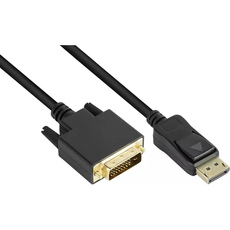 GoodConnections DisplayPort uz DVI-D 24+1 savienojuma kabelis - 24K zeltīti kontakti - OFC - Melns - 5m