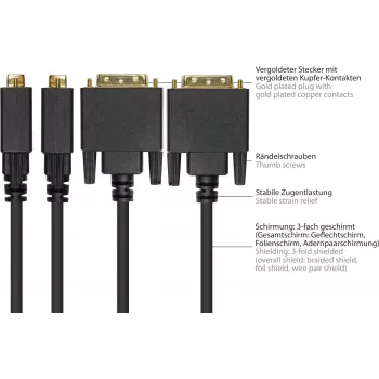 GoodConnections DisplayPort uz DVI-D 24+1 savienojuma kabelis - 24K zeltīti kontakti - OFC - Melns - 5m