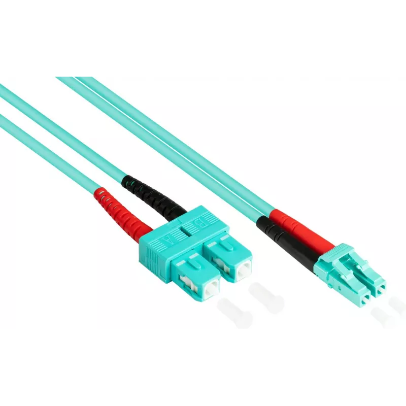 GoodConnections OM3 Dupleksais Daudzmodu Šķiedras Patch Kabelis SC uz LC, 50/125 µm, 1m, LSZH Aqua LW-801LS3