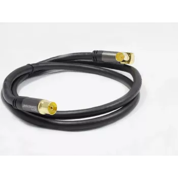 GoodConnections SAT antenas kabelis SmartFLEX, IEC/Coax leņķa kontaktdakša uz ligzdu, zeltīts, četrkārtīgi ekranēts, 120dB ekranējums, melns, 15m (GC-M2078)