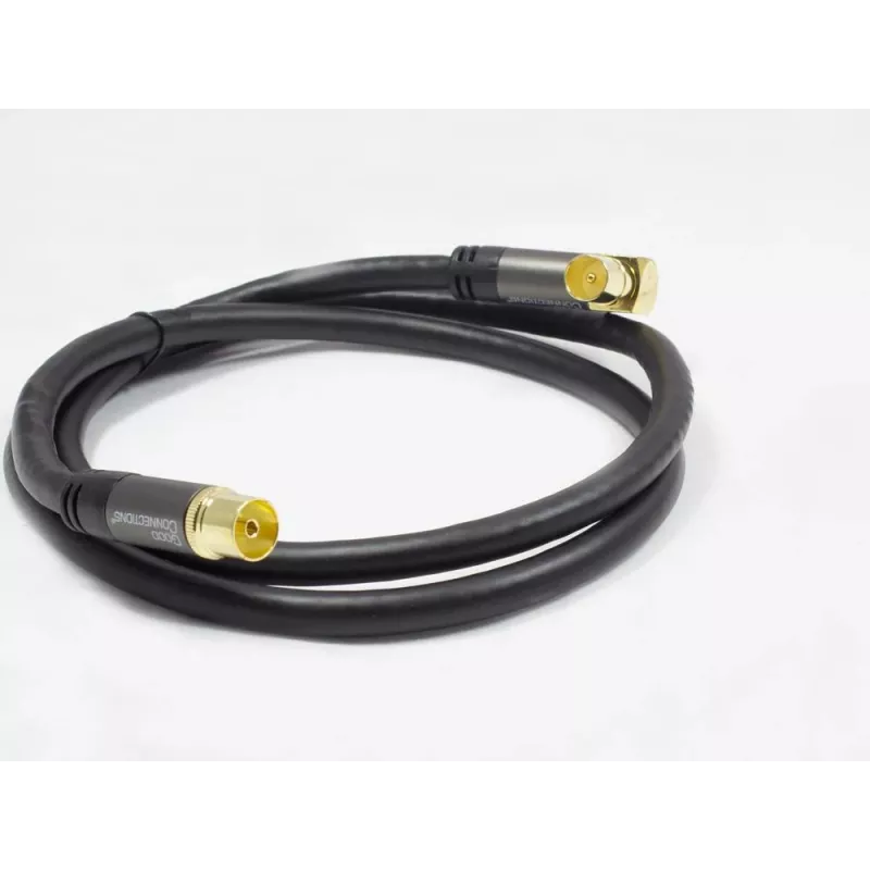 GoodConnections SAT antenas kabelis SmartFLEX, IEC/Coax leņķa kontaktdakša uz ligzdu, zeltīts, četrkārtīgi ekranēts, 120dB ekranējums, melns, 15m (GC-M2078)