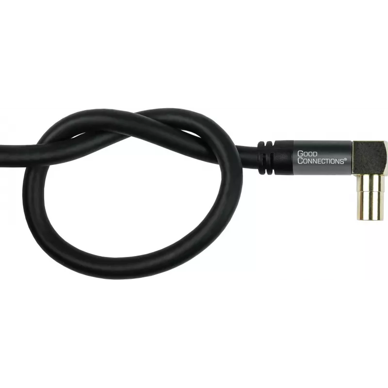 GoodConnections SAT antenas kabelis SmartFLEX, IEC/Coax leņķa kontaktdakša uz ligzdu, zeltīts, četrkārtīgi ekranēts, 120dB ekranējums, melns, 15m (GC-M2078)