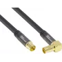 GoodConnections SAT antenas kabelis SmartFLEX, IEC/Coax leņķa kontaktdakša uz ligzdu, zeltīts, četrkārtīgi ekranēts, 120dB ekranējums, melns, 15m (GC-M2078)
