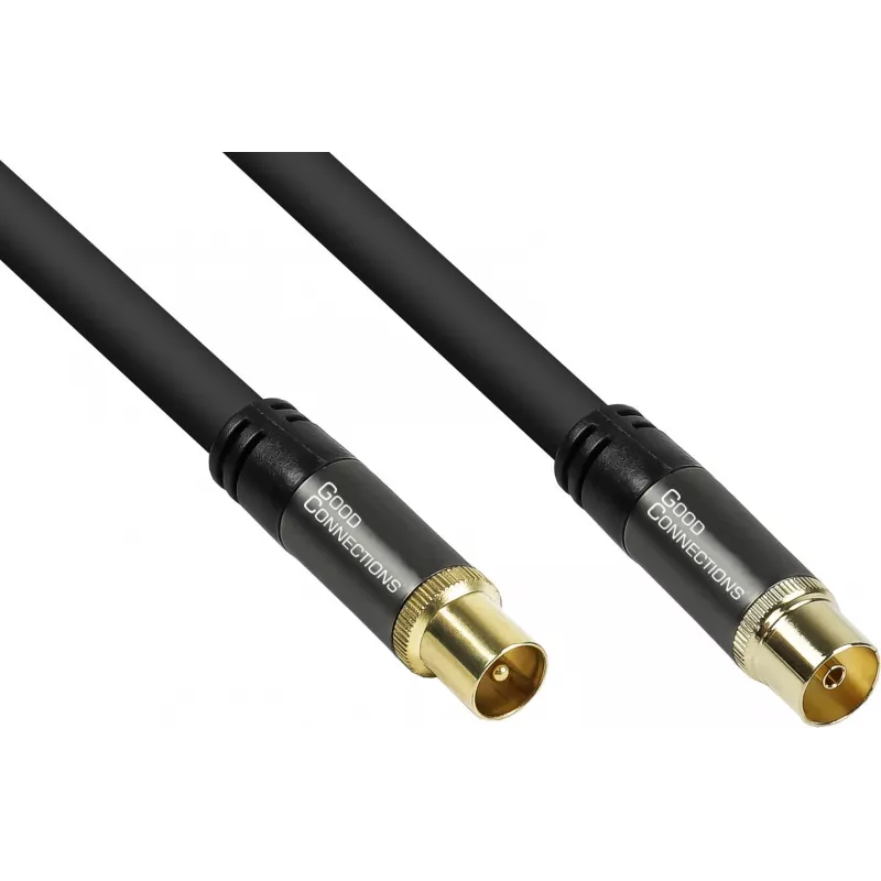 GoodConnections SmartFLEX antenas kabelis, IEC koaksiālais vīrišķais uz sievišķo, zeltīts, četrkāršs ekranējums, 120 dB ekranējums, melns, 30 m (GC-M2060)