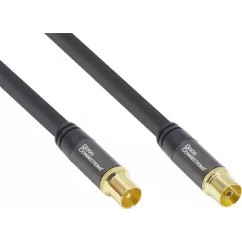 GoodConnections SmartFLEX antenas kabelis, IEC koaksiālais vīrišķais uz sievišķo, zeltīts, četrkāršs ekranējums, 120 dB ekranējums, melns, 30 m (GC-M2060)