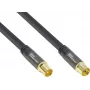 GoodConnections SmartFLEX antenas kabelis, IEC koaksiālais vīrišķais uz sievišķo, zeltīts, četrkāršs ekranējums, 120 dB ekranējums, melns, 30 m (GC-M2060)