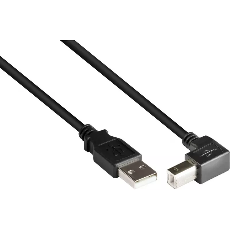 GoodConnections USB 2.0 kabelis A uz B ar lejupvērstu leņķi 2m melns
