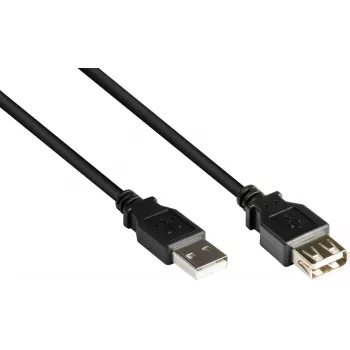 GoodConnections USB 2.0 pagarinājuma kabelis, A tipa vīrišķais uz A tipa sievišķo, 0,6 m, melns
