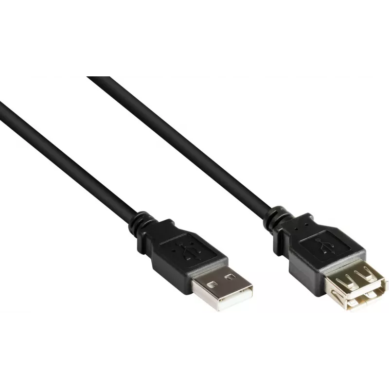 GoodConnections USB 2.0 pagarinājuma kabelis, A tipa vīrišķais uz A tipa sievišķo, 0,6 m, melns