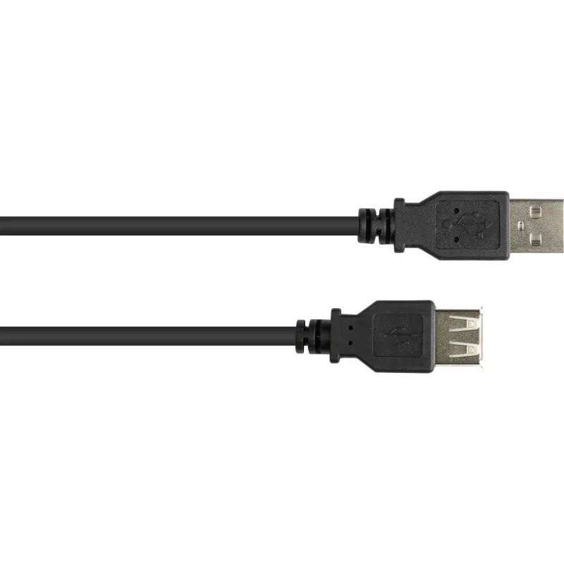 GoodConnections USB 2.0 pagarinājuma kabelis, A tipa vīrišķais uz A tipa sievišķo, 0,6 m, melns