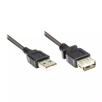 GoodConnections USB 2.0 pagarinājuma kabelis, A tipa vīrišķais uz A tipa sievišķo, 0,6 m, melns