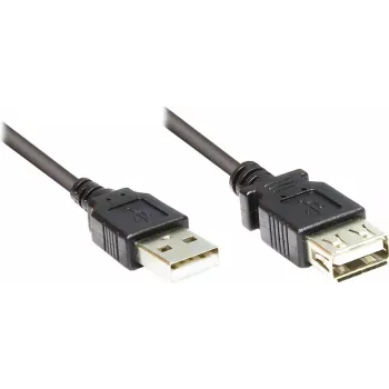 GoodConnections USB 2.0 pagarinājuma kabelis Type-A vīrišķais uz sievišķo, melns, 0,3 m