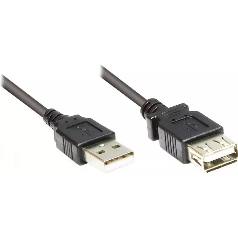 GoodConnections USB 2.0 pagarinājuma kabelis Type-A vīrišķais uz sievišķo, melns, 0,3 m