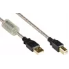 Good Connections USB 2.0 augstas kvalitātes kabelis ar ferīta serdi un zelta kontaktiem, caurspīdīgs, 5m