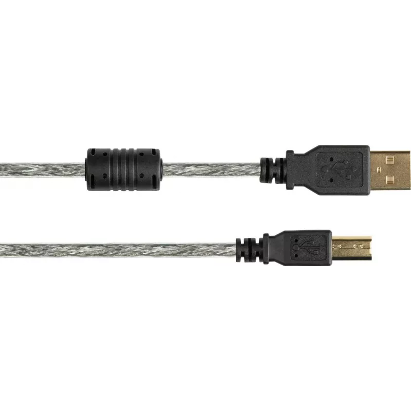 Good Connections USB 2.0 augstas kvalitātes kabelis ar ferīta serdi un zelta kontaktiem, caurspīdīgs, 5m