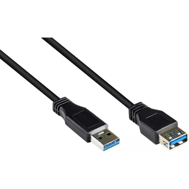 GoodConnections USB 3.0 pagarinājuma kabelis – A vīrišķais uz A sievišķo, 1,8 m, melns (2711-S02)