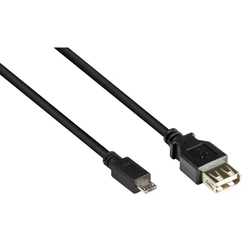 GoodConnections USB-OTG adaptera kabelis, Micro-USB Type B tēviņš uz USB Type A māte, USB 2.0, 0,1 m, melns