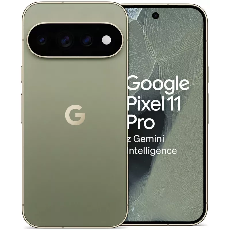Google Pixel 11 Pro 5G viedtālrunis, 12GB RAM, 256GB atmiņa, 6,3 collu OLED 120Hz displejs, olīvu