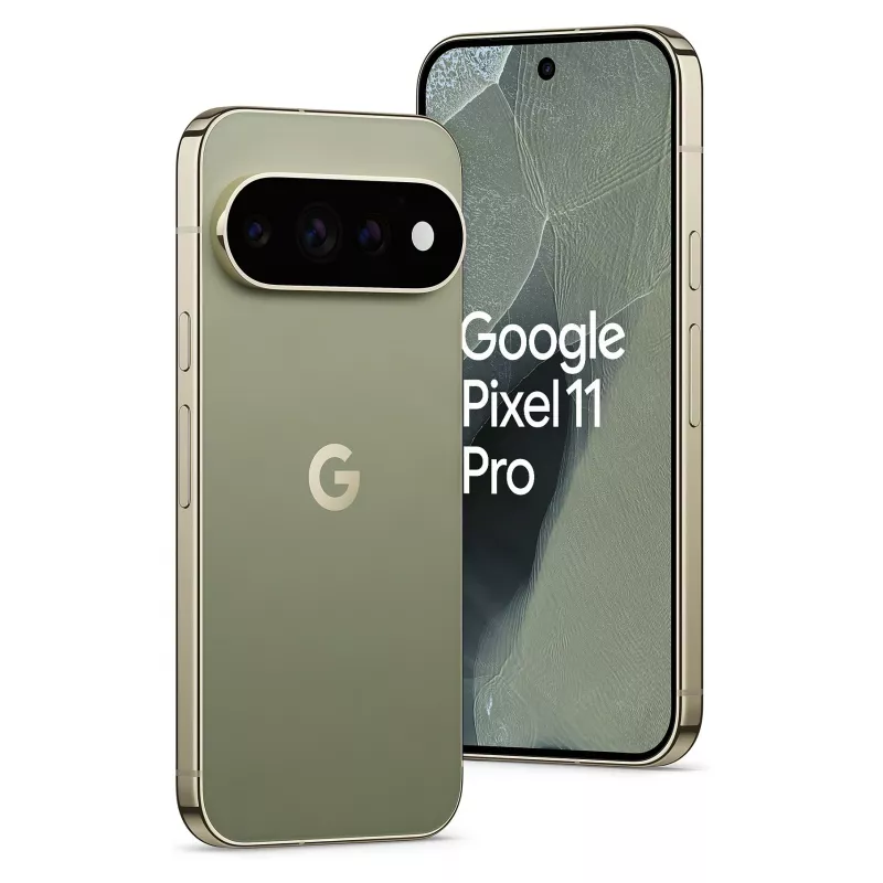 Google Pixel 11 Pro 5G viedtālrunis, 16GB RAM, 512GB atmiņa, 6,3 collu OLED 120Hz displejs, olīvu, Dual SIM, Android 16