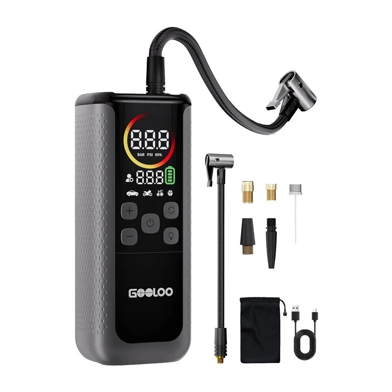 GOOLOO GT160 Dual automašīnas gaisa kompresors | 12V līdzstrāva, 150 PSI, digitālais displejs, 70 L/min, automātiska izslēgšanās, LED darba gaisma