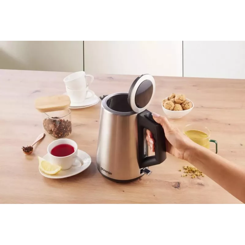 Gorenje K17OS Bezvadu tējkanna, 1,7 L, 2200 W, Nerūsējošais tērauds / Melna