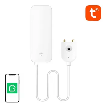 GOSUND S5 WiFi viedais ūdens noplūdes sensors ar Tuya lietotnes brīdinājumiem, 2.4GHz, IP67 zonde, balts