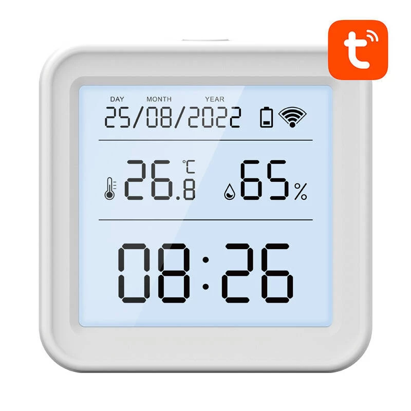 Gosund S6 viedais Wi-Fi temperatūras un mitruma sensors ar LCD displeju, saderīgs ar Tuya