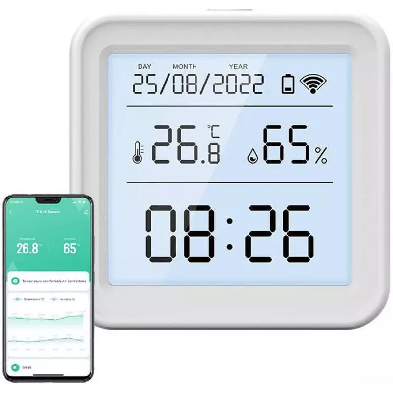 Gosund S6 viedais Wi-Fi temperatūras un mitruma sensors ar LCD displeju, saderīgs ar Tuya