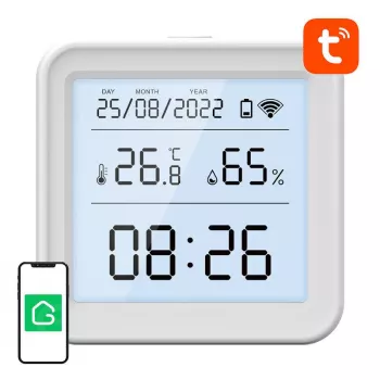 Gosund S6 viedais Wi-Fi temperatūras un mitruma sensors ar LCD displeju, saderīgs ar Tuya