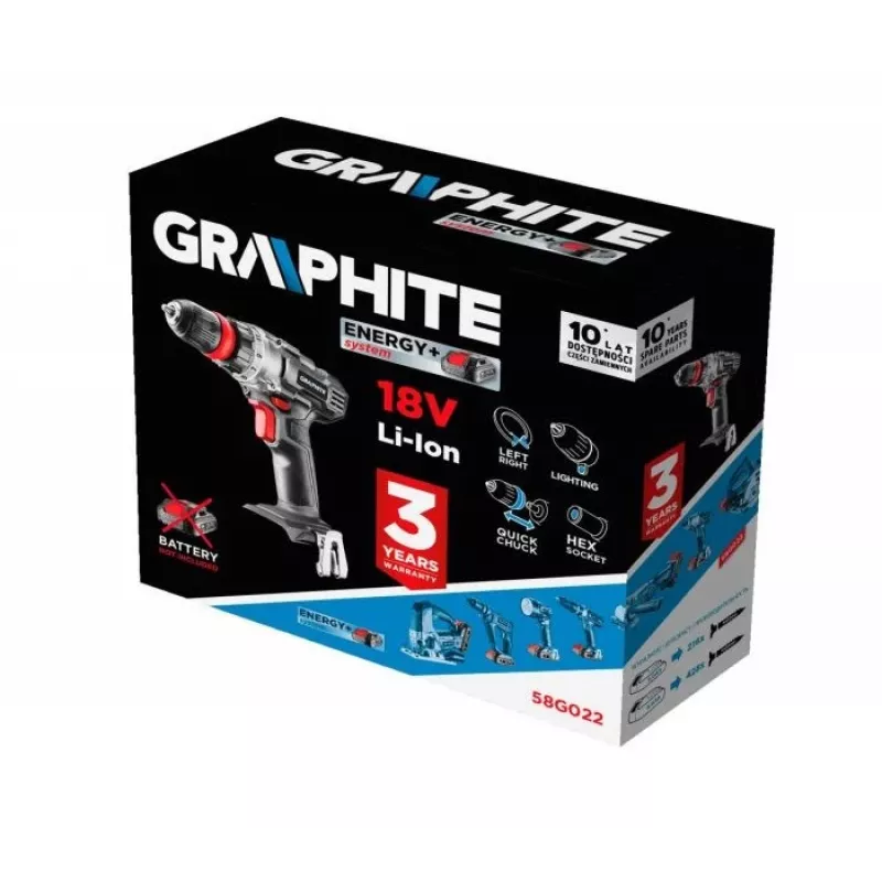 GRAPHITE 58G022 Energy+ 18V bezvadu urbjskrūvgriezis 1250 RPM