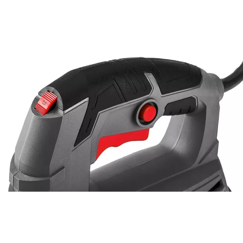 Graphite 58G047 800 W figūrzāģis ar lāzera vadotni, LED gaismu, svārsta kustību, bezinstrumentu asmens nomaiņu, 80 mm koka griešanas dziļums, 230 V