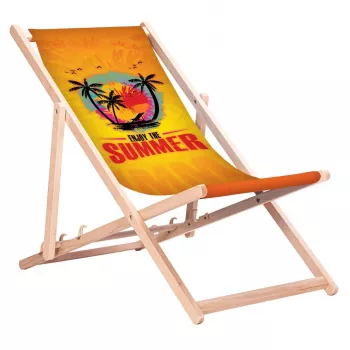 GRB GreenBlue GB183 klasisks dižskābarža klāja krēsls ar Enjoy The Summer apdruku