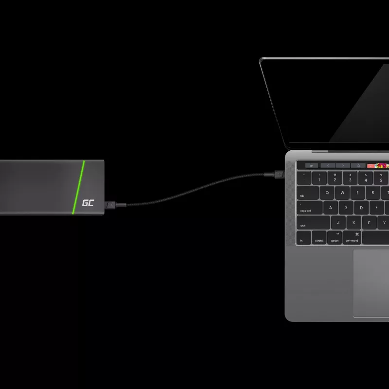 Green Cell GC PowerStream USB Type-C vīrietis uz Type-C vīrietis ātrās uzlādes kabelis 2m melns