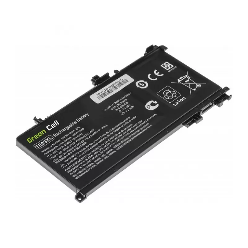 Green Cell TE03XL akumulators HP Omen 15-AX un Pavilion 15-BC sērijām – 52.5Wh, 11.55V, 4550mAh, Li-ion, 3 elementi, melns