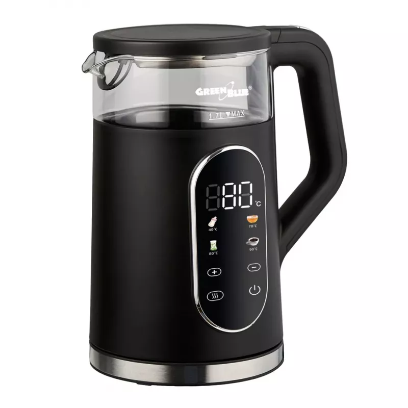 GREENBLUE Bezvadu tējkanna GB670 B 1.7L 2200W Melns/Sudrabs