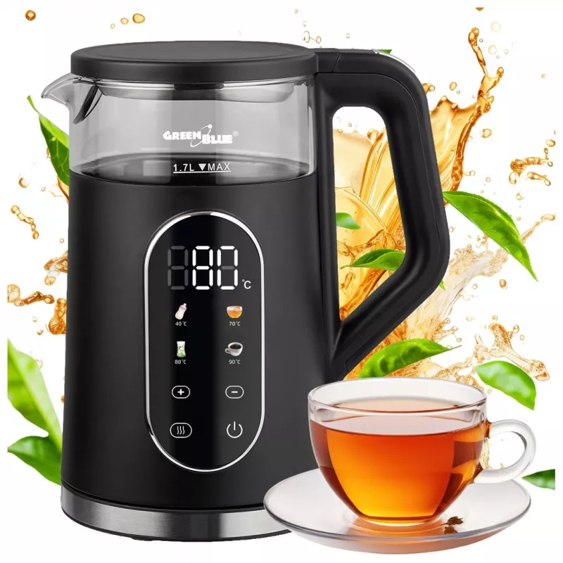 GREENBLUE Bezvadu tējkanna GB670 B 1.7L 2200W Melns/Sudrabs