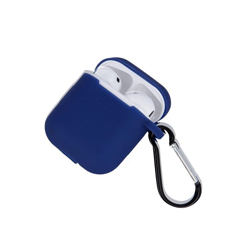 GreenGo Apple AirPods Silikona Maciņš ar Āķi Tumši Zils