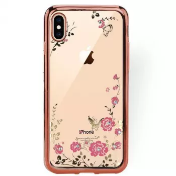GreenGo Apple iPhone XS Max aizmugures vāciņš Flower Rose Gold