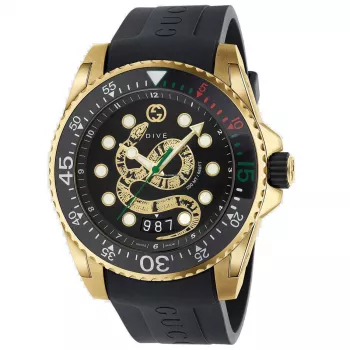 Gucci Dive vīriešu pulkstenis YA136219 45mm melna gumija