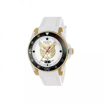Gucci Dive vīriešu pulkstenis YA136322 40mm Nerūsējošais tērauds Melns ciparnīca Gumijas siksniņa