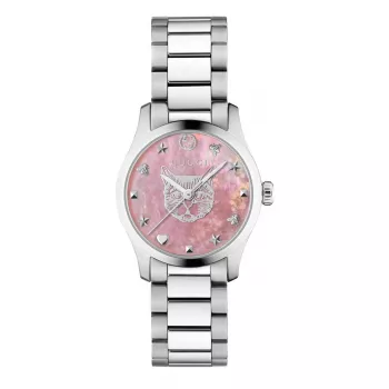 Gucci G-Timeless sieviešu pulkstenis YA1265013 27mm nerūsējošais tērauds sudraba ciparnīca