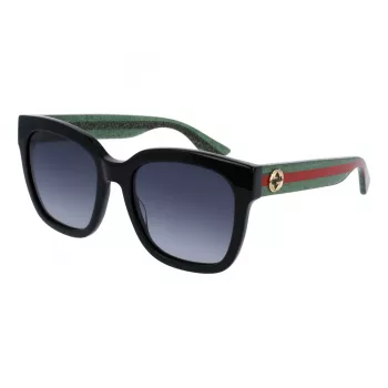Gucci GG0034SN-002 Cat Eye Saulesbrilles Melni Pelēkas 54mm