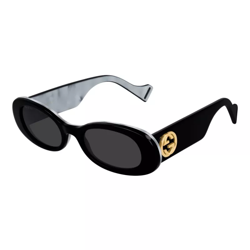 Gucci GG0517S-001 Sieviešu kvadrātveida acetāta saulesbrilles Melnas/Pelēkas 52mm