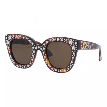 GUCCI Sieviešu GG0116S-003 Kaķacs formas saulesbrilles Havana Brūns Gradients 49mm