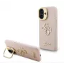 Guess Apple iPhone 16 Pro Max PU graudains 4G logotips statīvs kameras rāmis maciņš rozā
