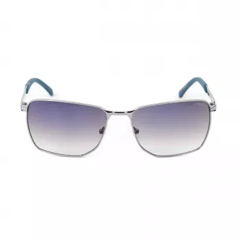 GUESS GF00018-6008C Vīriešu taisnstūra saulesbrilles - Melns rāmis, pelēkas tonētas lēcas, UV400