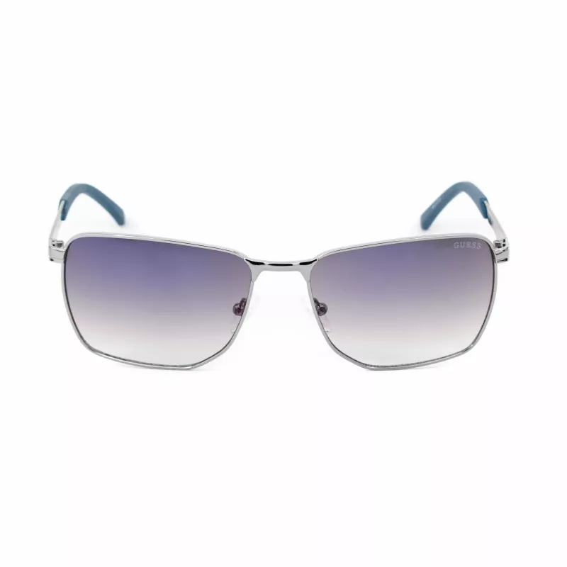 GUESS GF00018-6008C Vīriešu taisnstūra saulesbrilles - Melns rāmis, pelēkas tonētas lēcas, UV400