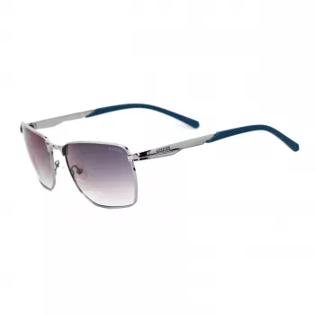 GUESS GF00018-6008C Vīriešu taisnstūra saulesbrilles - Melns rāmis, pelēkas tonētas lēcas, UV400