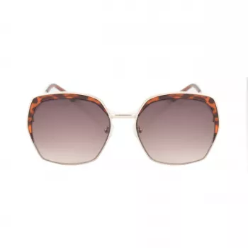 GUESS GF0410-5932F Sieviešu kvadrātveida saulesbrilles - Spīdīgs melns rāmis, dūmu gradienta lēcas, 59 mm