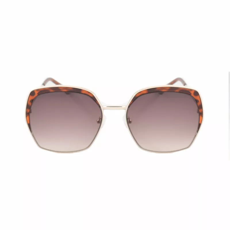 GUESS GF0410-5932F Sieviešu kvadrātveida saulesbrilles - Spīdīgs melns rāmis, dūmu gradienta lēcas, 59 mm